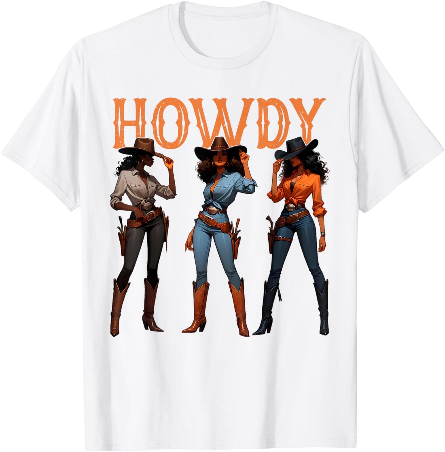 Black Cowgirl Western Rodeo Melanin History Howdy T-Shirt - T-Shirt | White
