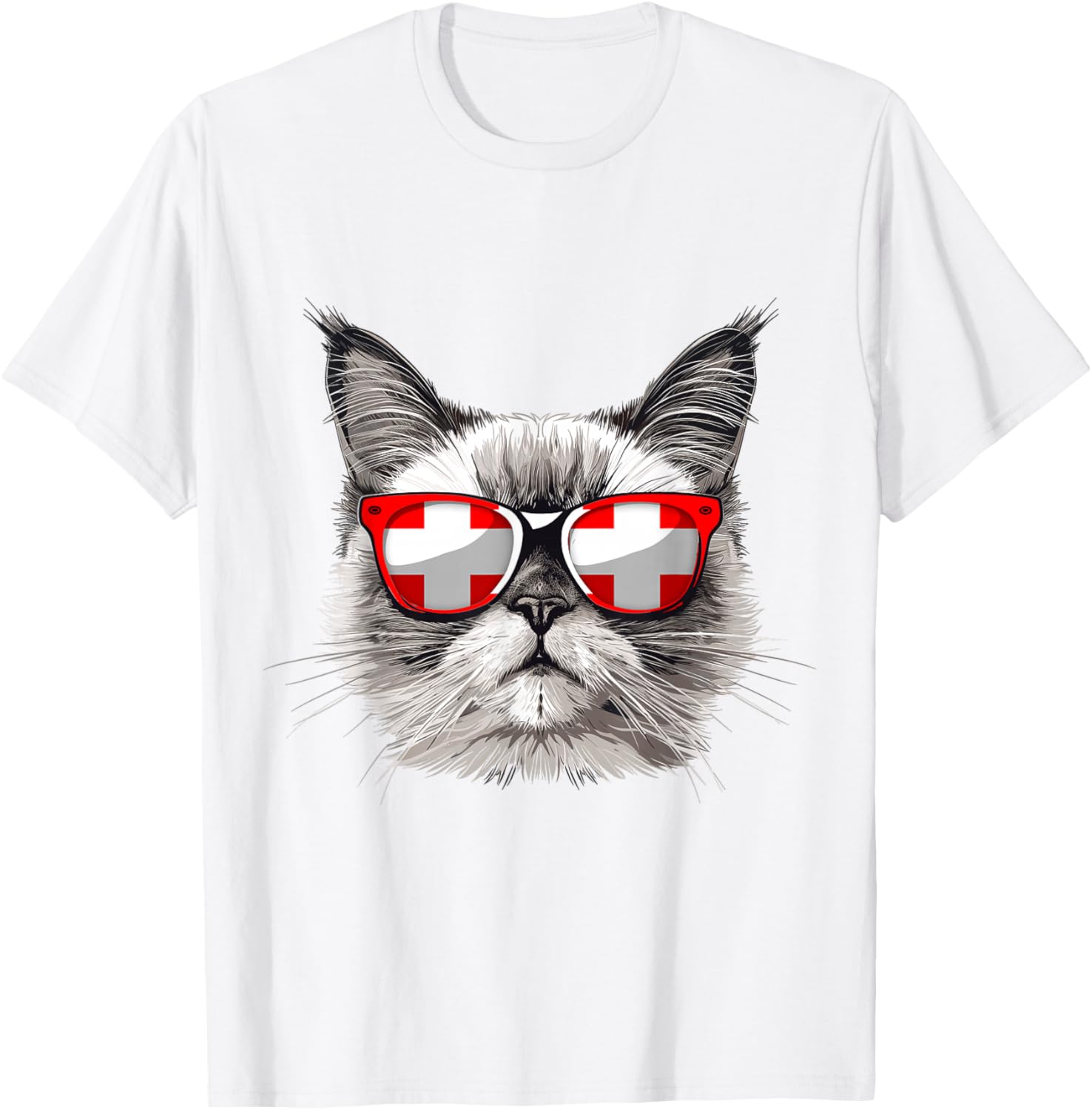 Switzerland Flag Cat Mom Souvenirs Products Kitten Swiss T-Shirt - T-Shirt | White