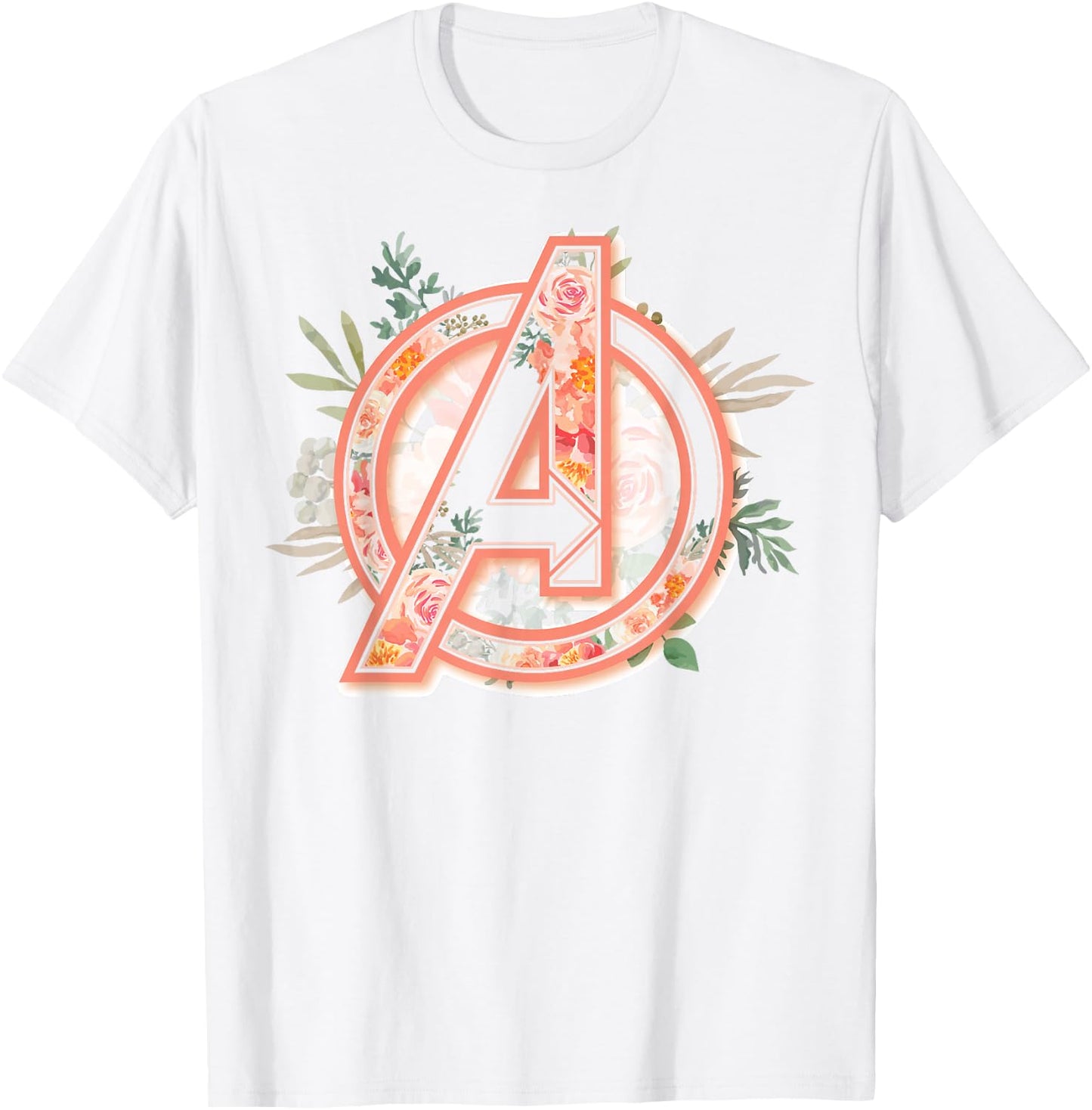 Marvel Avengers Soft Floral Fill Logo Small T-Shirt - T-Shirt | White