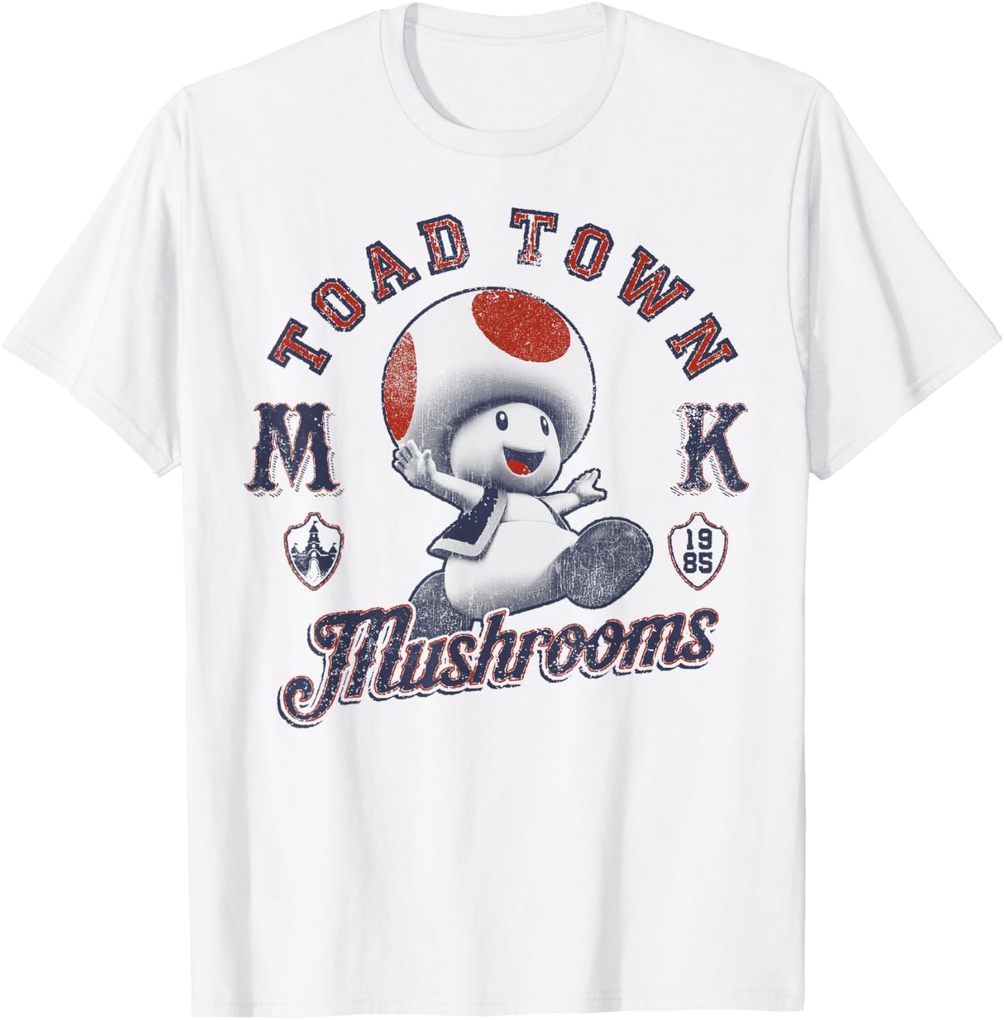 Super Mario Toad Town Mushrooms T-Shirt - T-Shirt | White