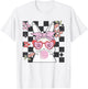 Retro Groovy Easter Bunny Bubblegum Checkered Girls T-Shirt - T-Shirt | White