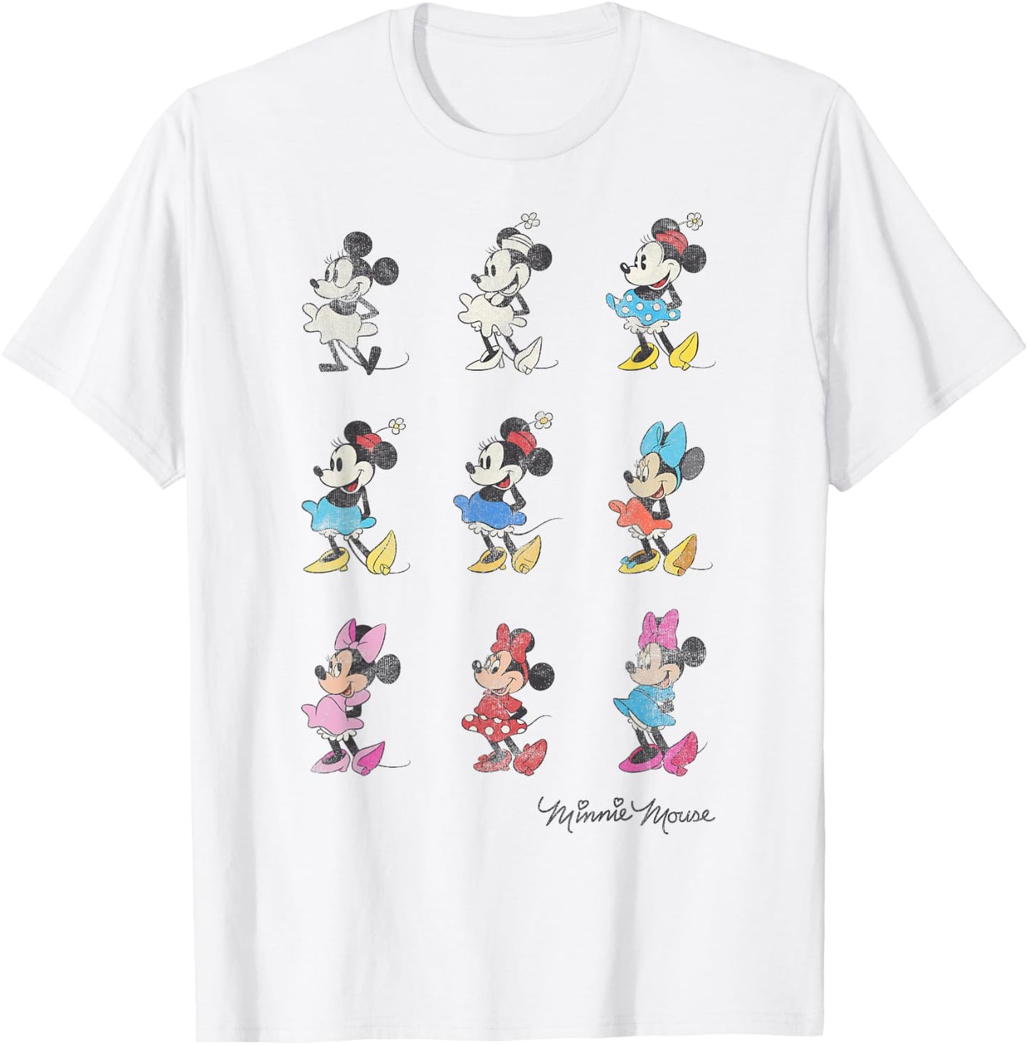 Disney Mickey And Friends Minnie Mouse Through The Years Short Sleeve ,Small T-Shirt - T-Shirt | White