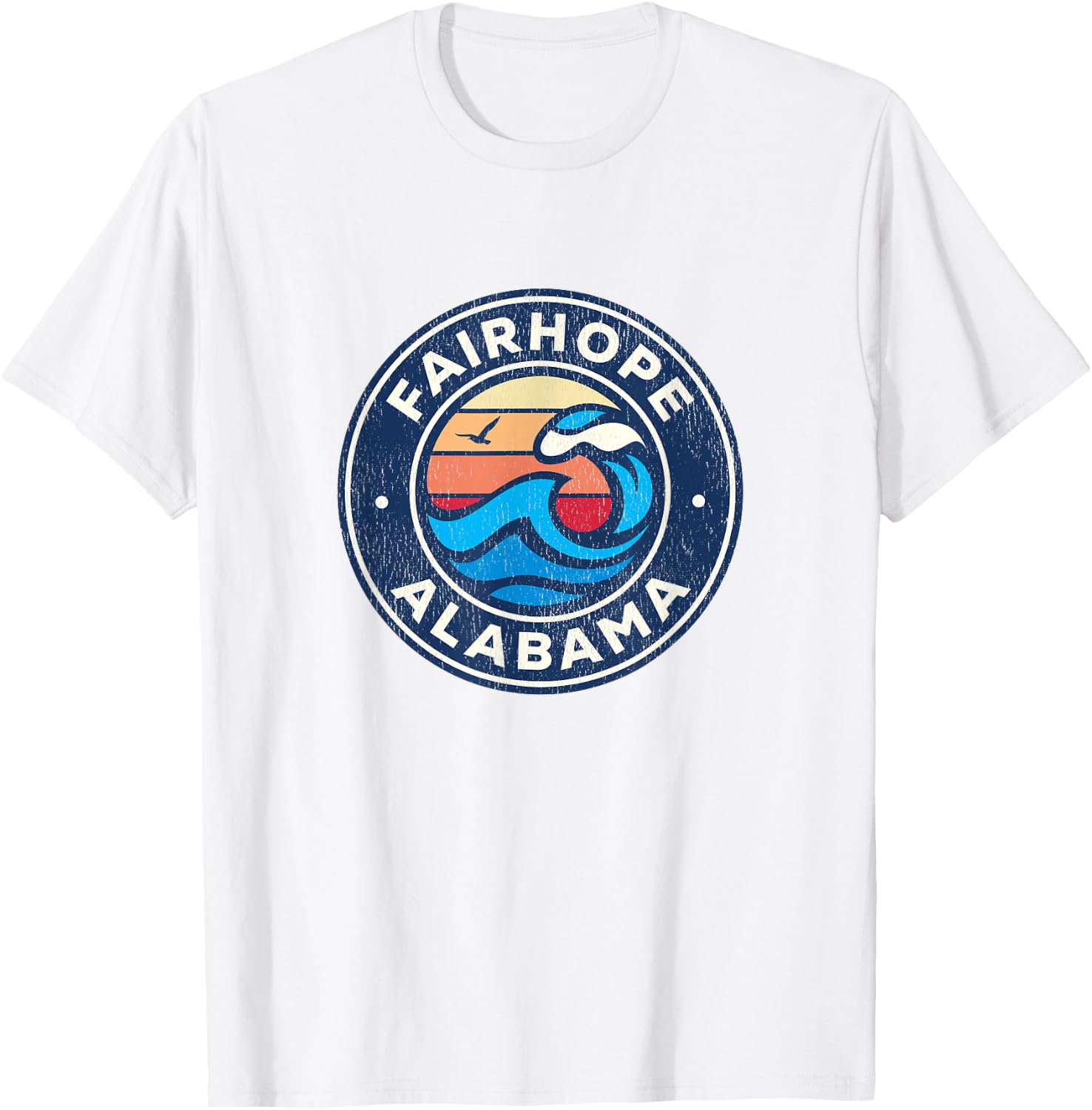 Fairhope Alabama AL Vintage Nautical Waves Design T-Shirt - T-Shirt | White