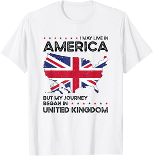 British American Patriot USA Grown United Kingdom UK US Flag T-Shirt - T-Shirt | White