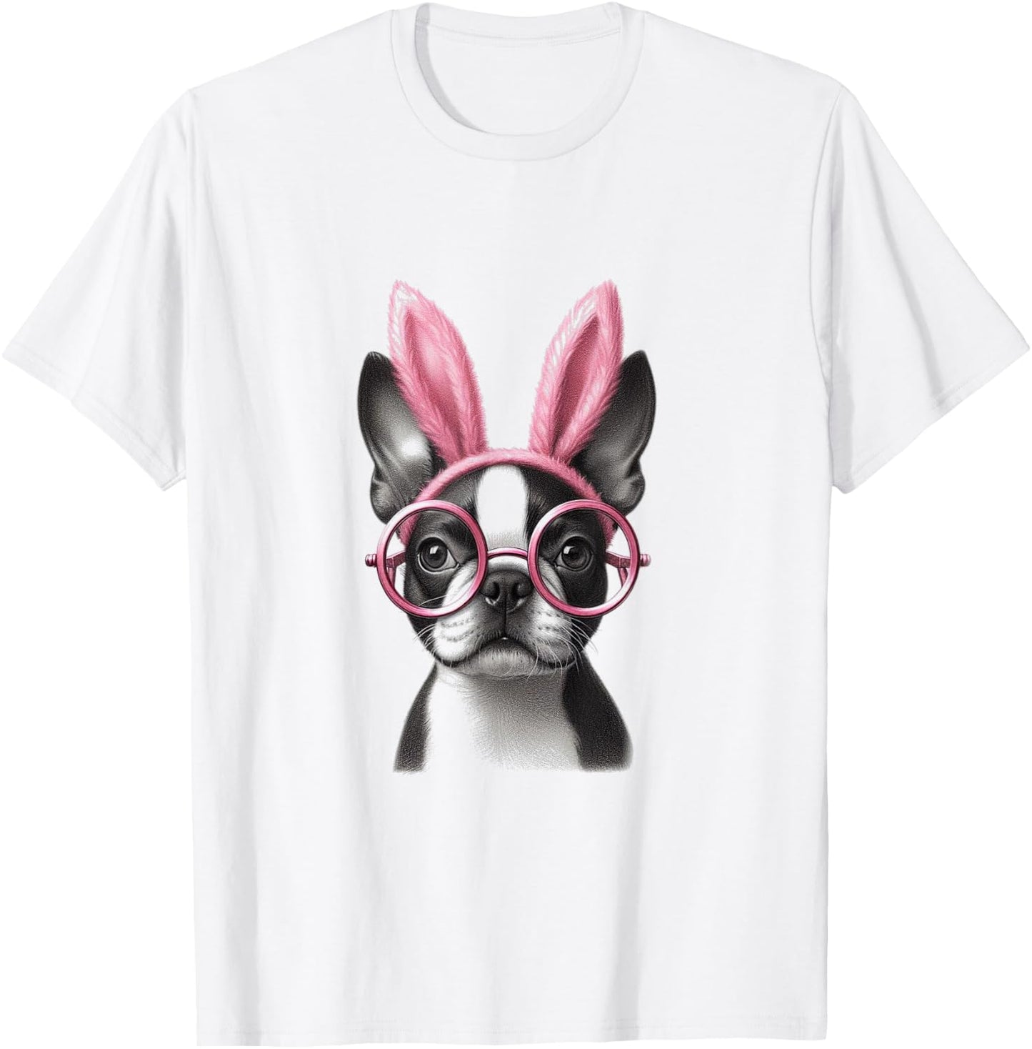 Easter Boston Terrier Rabbit Bunny Ears Women Men Kids T-Shirt - T-Shirt | White