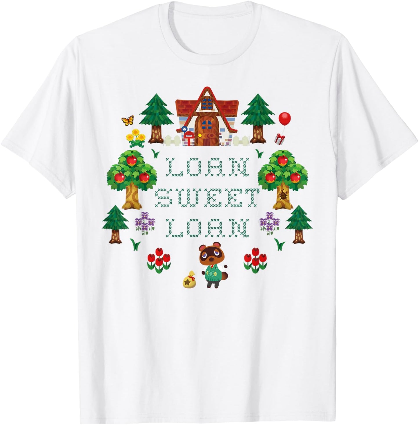 Animal Crossing Loan Sweet Loan Traditional Stitch Logo T-Shirt - T-Shirt | White