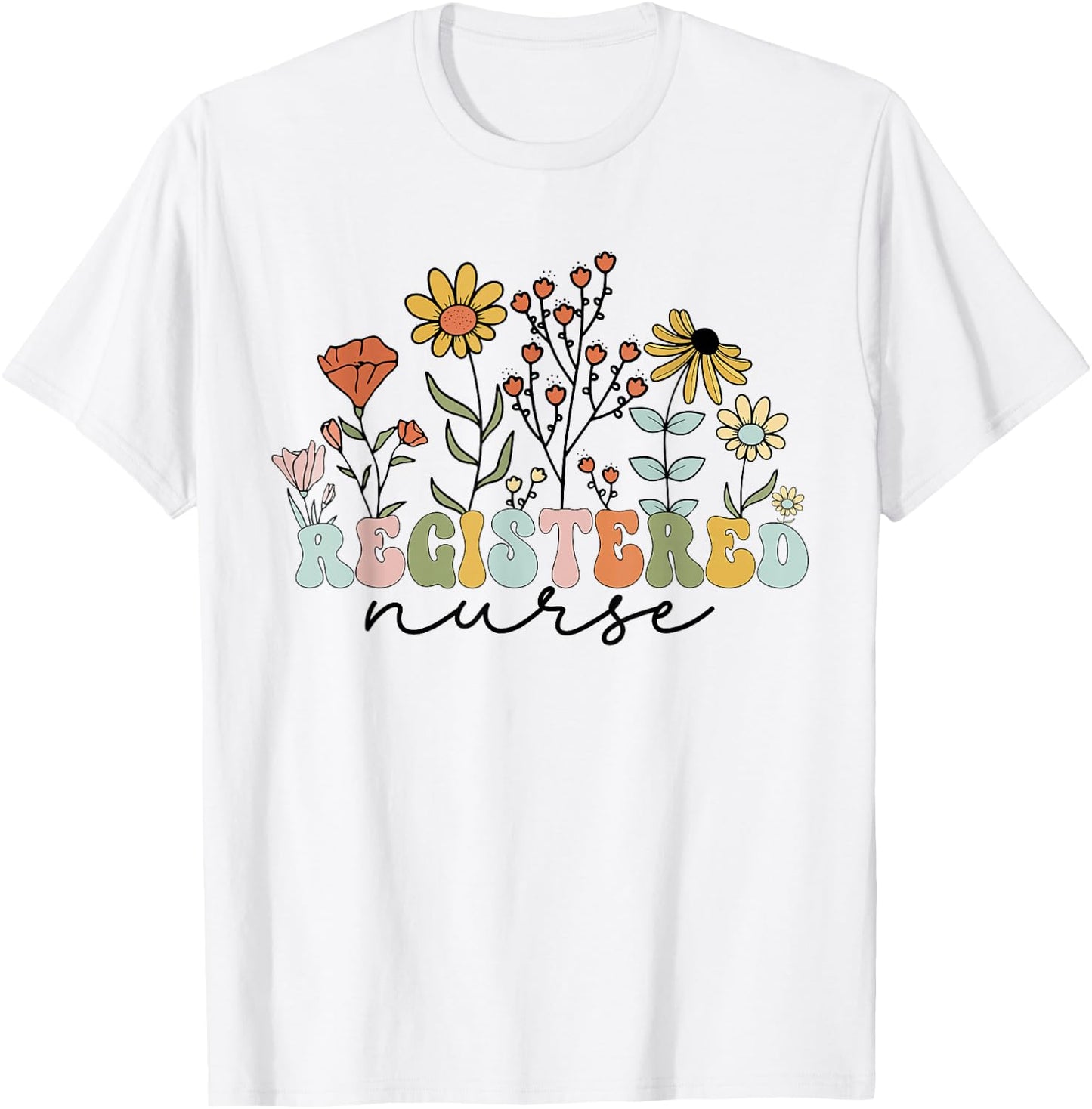 RN Vintage floral Registered Nurse Nursin School Women T-Shirt - T-Shirt | White
