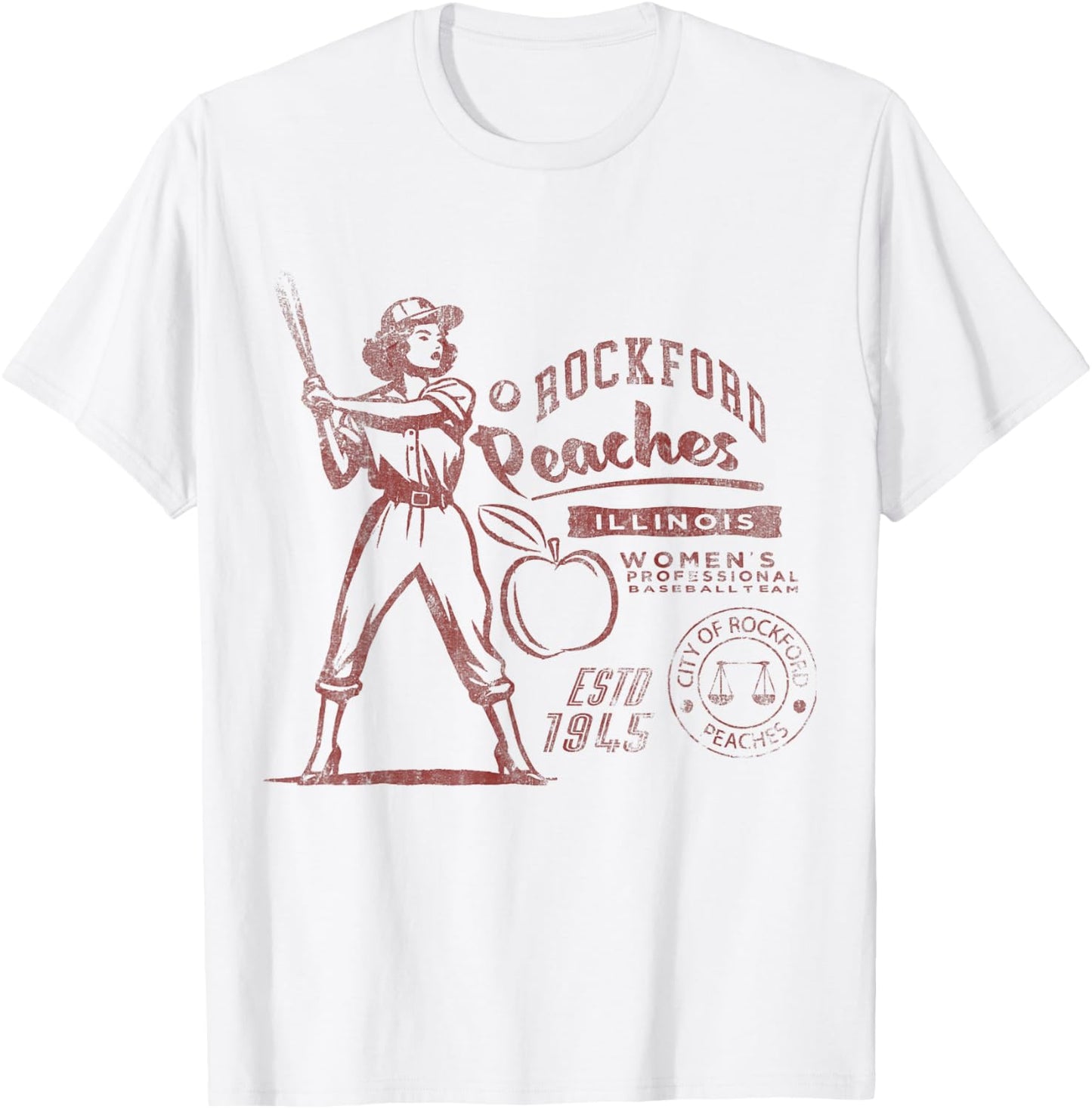 Rockford Peaches women's baseball team 1945 T-Shirt - T-Shirt | White