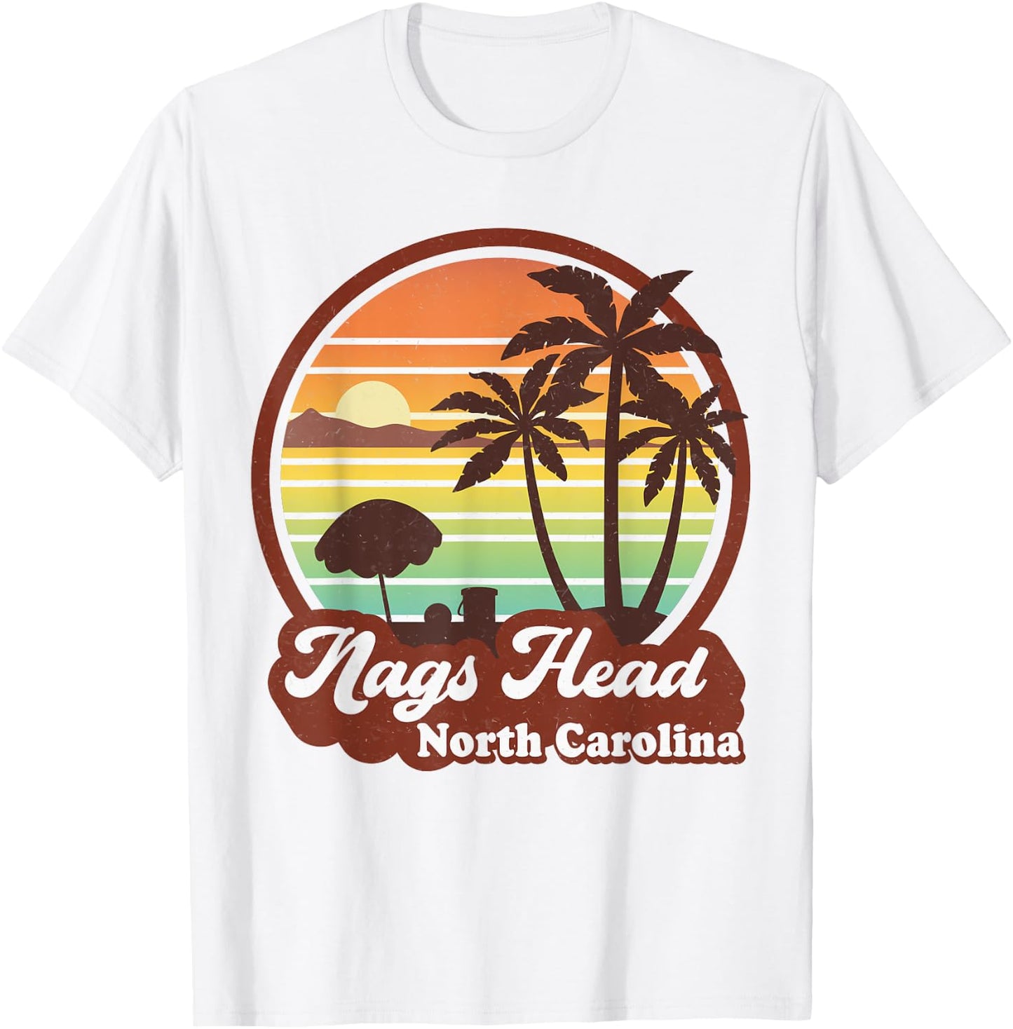 Vintage Nags Head North Carolina NC Retro 70s Beach Souvenir T-Shirt - T-Shirt | White