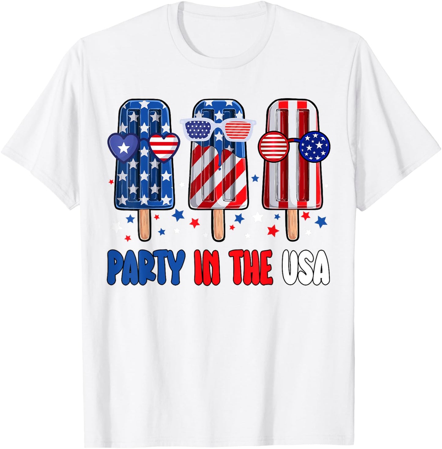 Party In The USA Popsicle American Flag Kids Girls Boys T-Shirt - T-Shirt | White