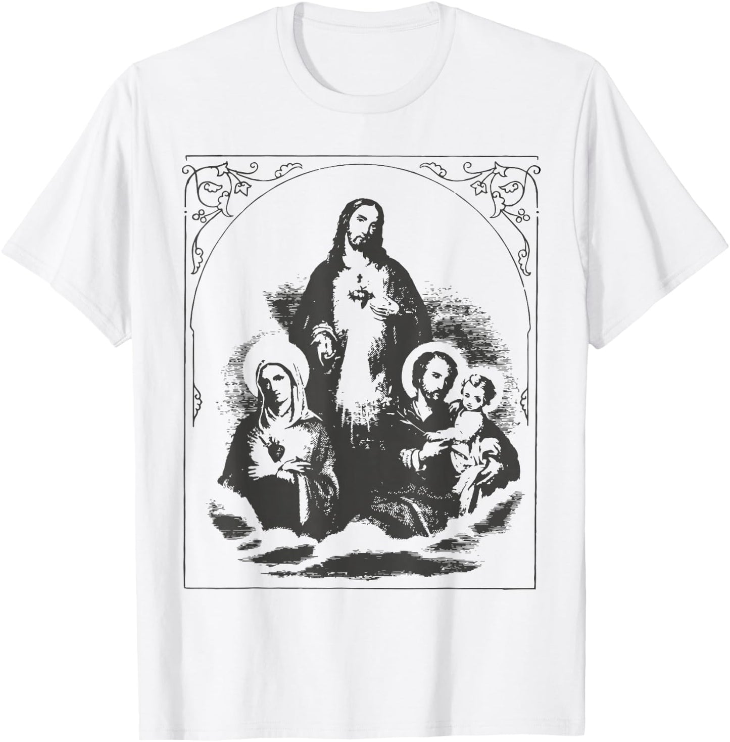 Holy Image Catholic Sagrada Family Familia Joseph Mary Jesus T-Shirt - T-Shirt | White