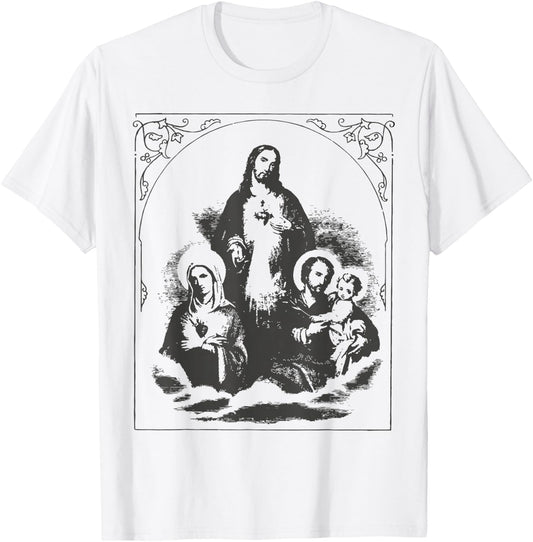 Holy Image Catholic Sagrada Family Familia Joseph Mary Jesus T-Shirt - T-Shirt | White