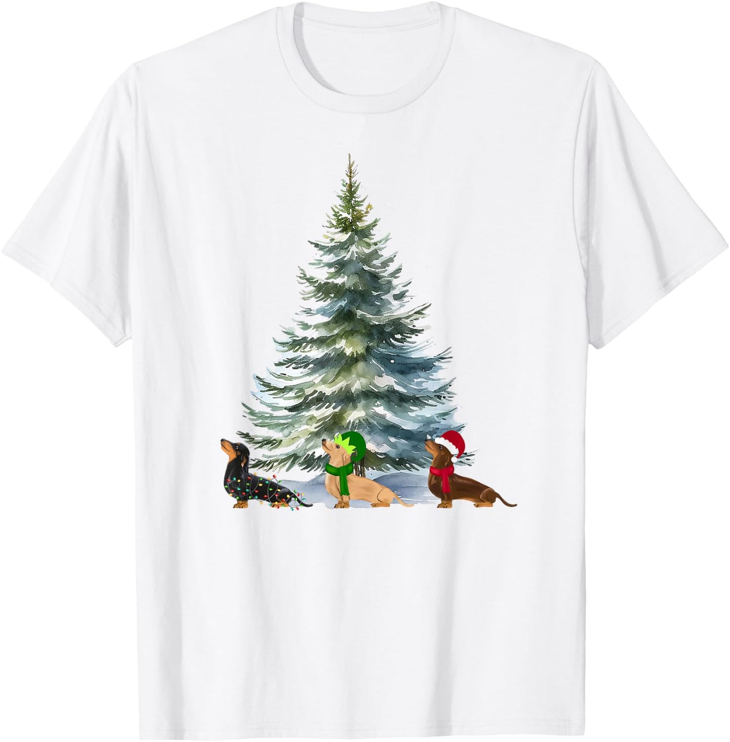 Dachshund Christmas Tree Holiday Funny Wiener Dog Lover Gift T-Shirt - T-Shirt | White