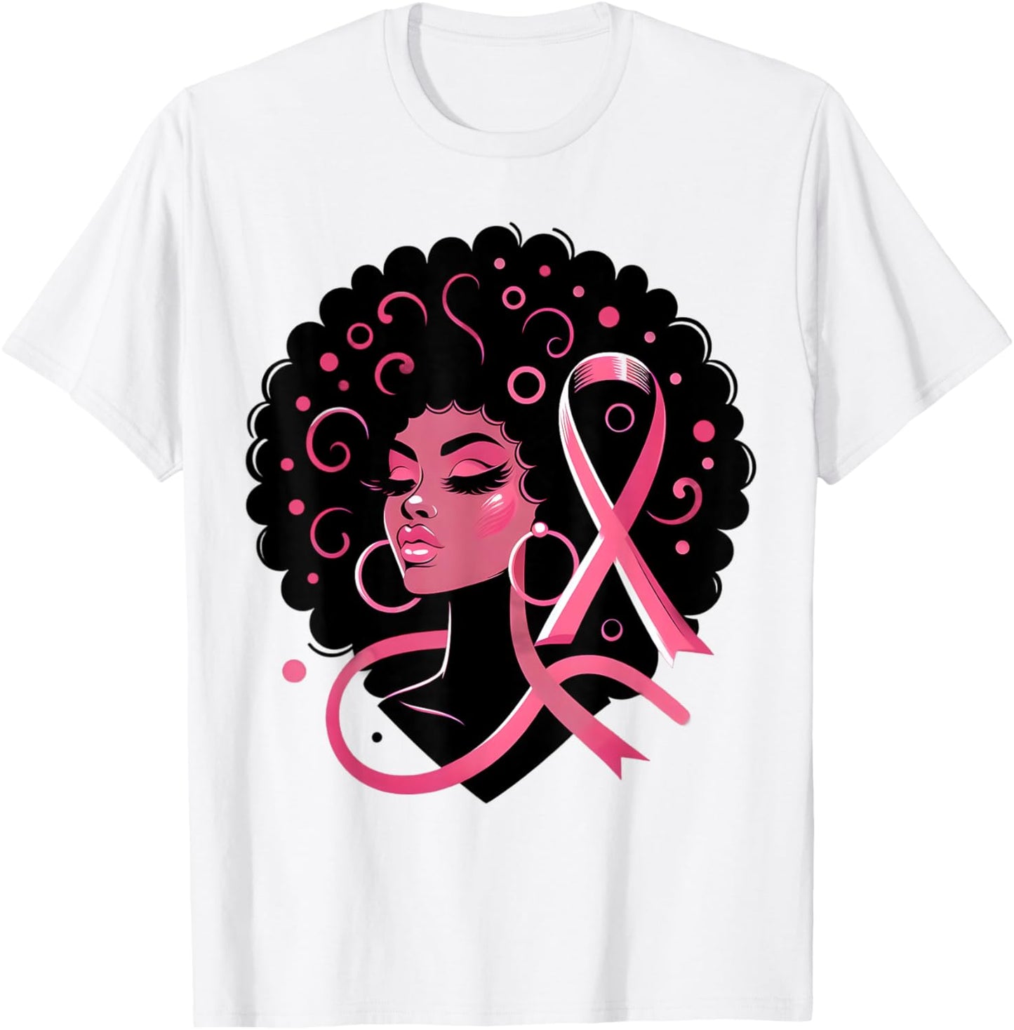 Breast Cancer Black African American Women Support Pink T-Shirt - T-Shirt | White