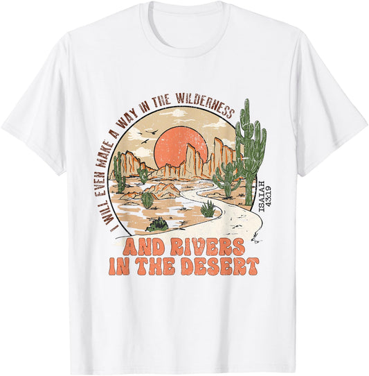Retro Vintage Isaiah 43:19 I Will Make a Way Christian Jesus T-Shirt - T-Shirt | White