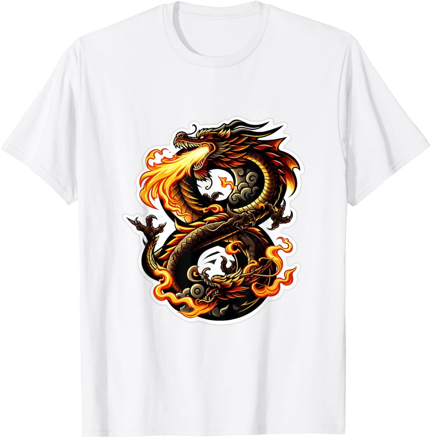 Turning 8 Years Old Dragon Birthday Party 8th Bday Boy, Girl T-Shirt - T-Shirt | White