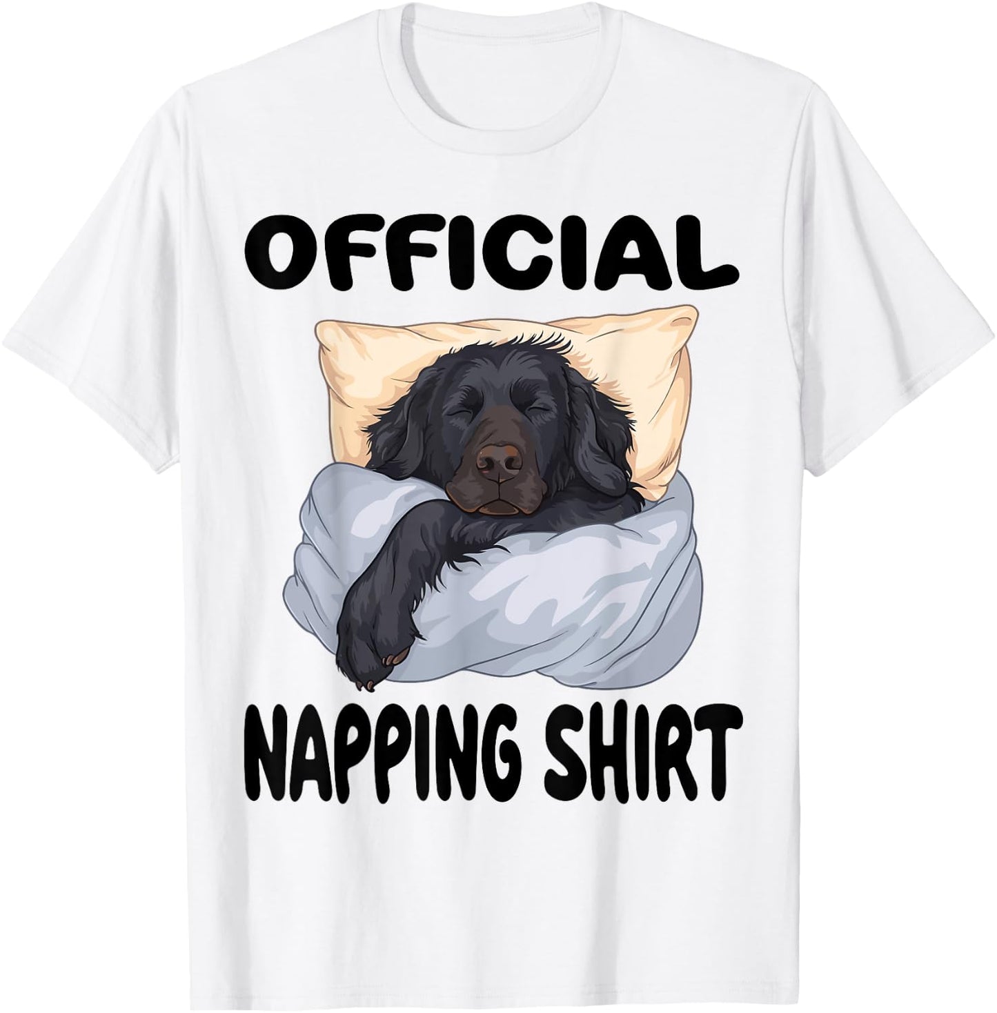 Flat Coated Retriever Dog Official Napping shirt Pajamas T-Shirt - T-Shirt | White