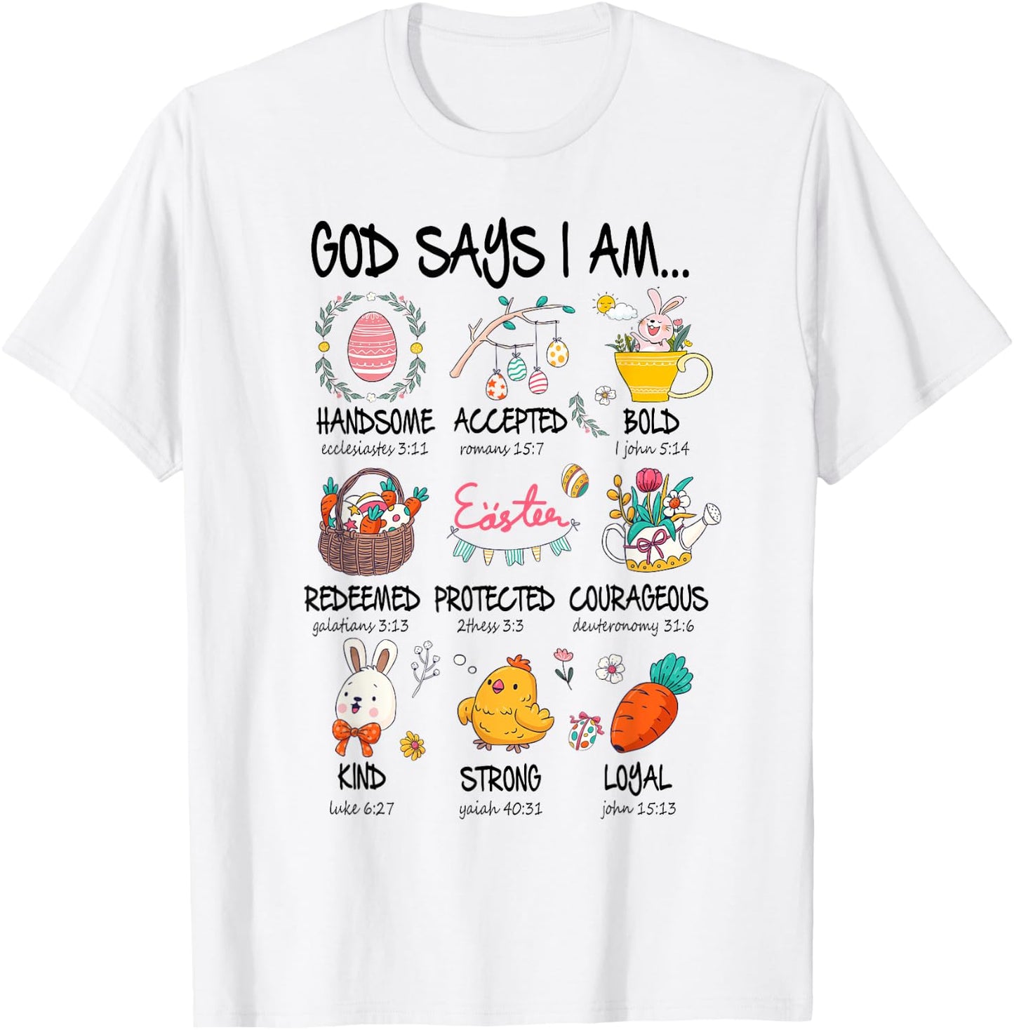 Cute God Says I Am Christian Jesus Happy Easter Day Girl Kid T-Shirt - T-Shirt | White