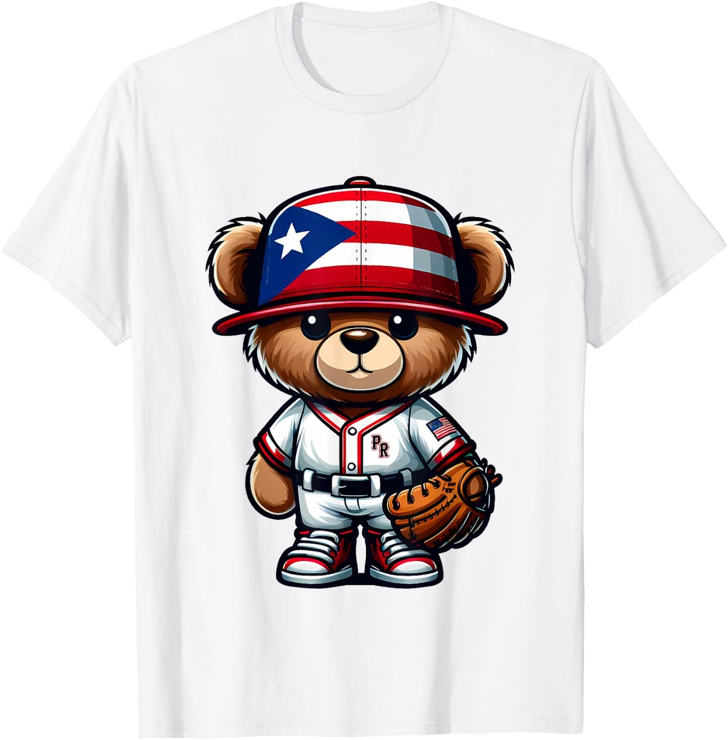 Puerto Rico Baseball Shirt Cute Teddy Bear Boricua Jersey PR T-Shirt - T-Shirt | White