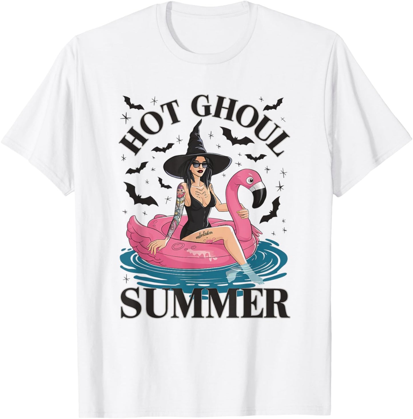 Hot Ghoul Summer Funny Witch Gothic Spooky Retro Halloween T-Shirt - T-Shirt | White