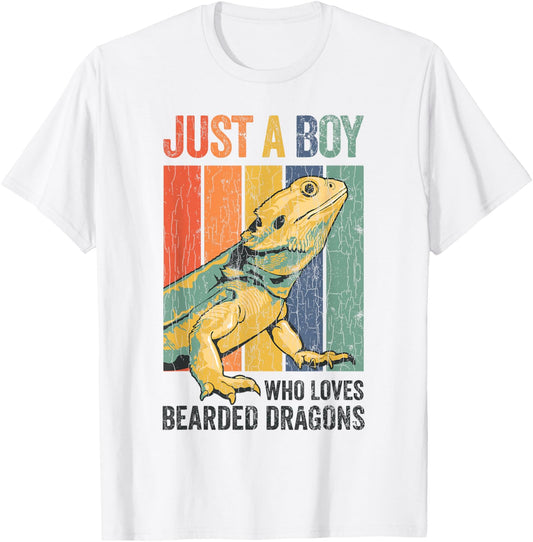 Just A Boy Who Loves Bearded Dragon Shirt Men Boys T-Shirt - T-Shirt | White