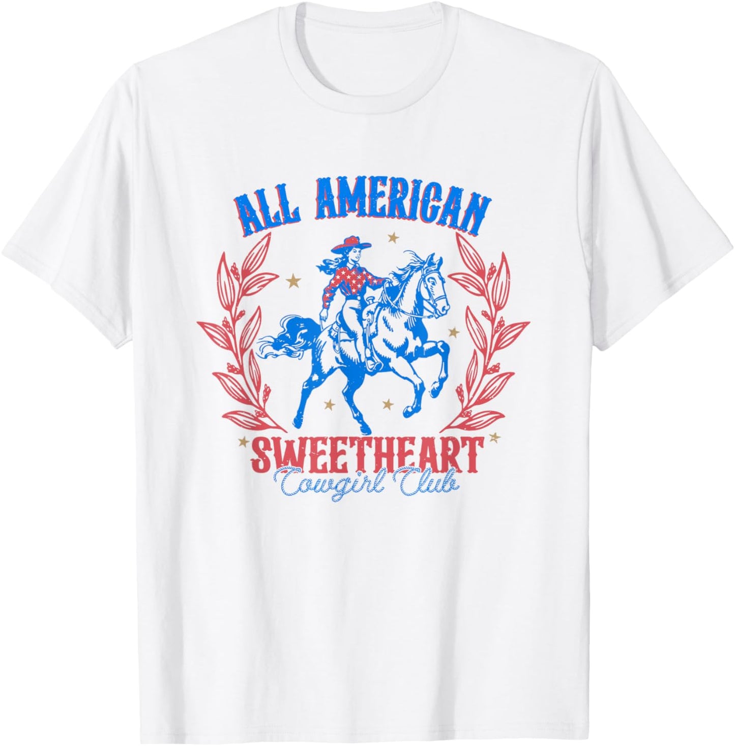 All American Cowgirl Sweetheart Club 4th Of July Western T-Shirt - T-Shirt | White