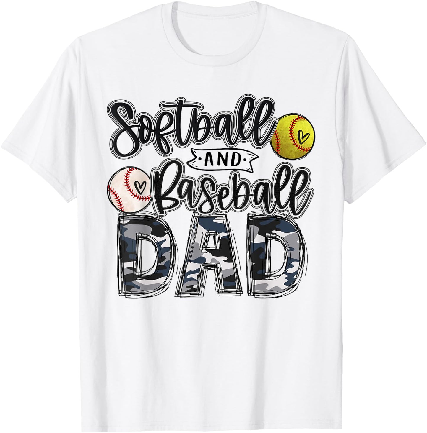 Baseball And Softball Dad of Both Softball Dad Baseball Dad T-Shirt - T-Shirt | White