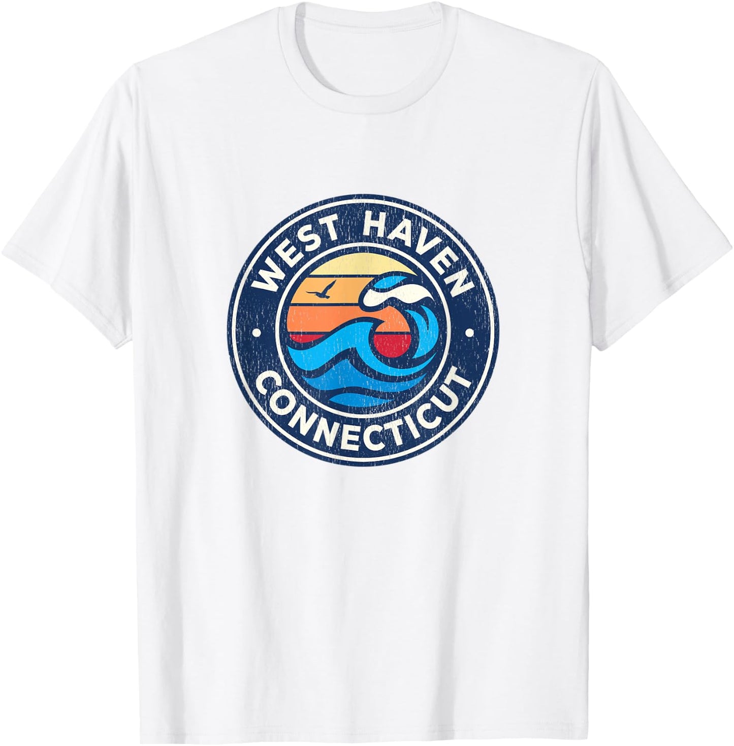 West Haven Connecticut CT Vintage Nautical Waves Design T-Shirt - T-Shirt | White