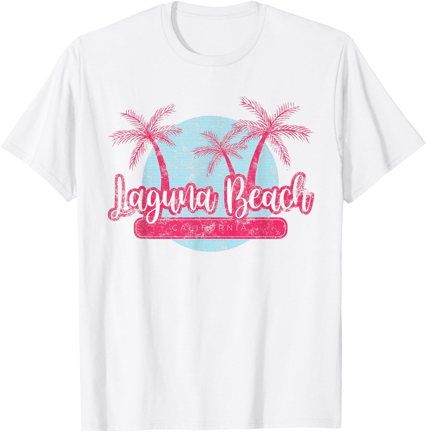 Laguna Beach California Retro Beach Palm Tree Vintage Surf Men Women Girls Kids T-Shirt - T-Shirt | White