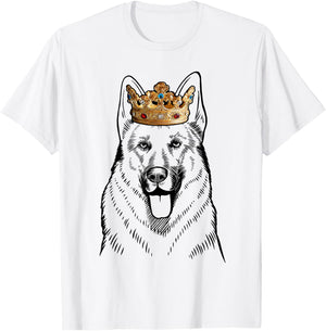 German Shepherd Dog Wearing Crown T-Shirt - T-Shirt | White