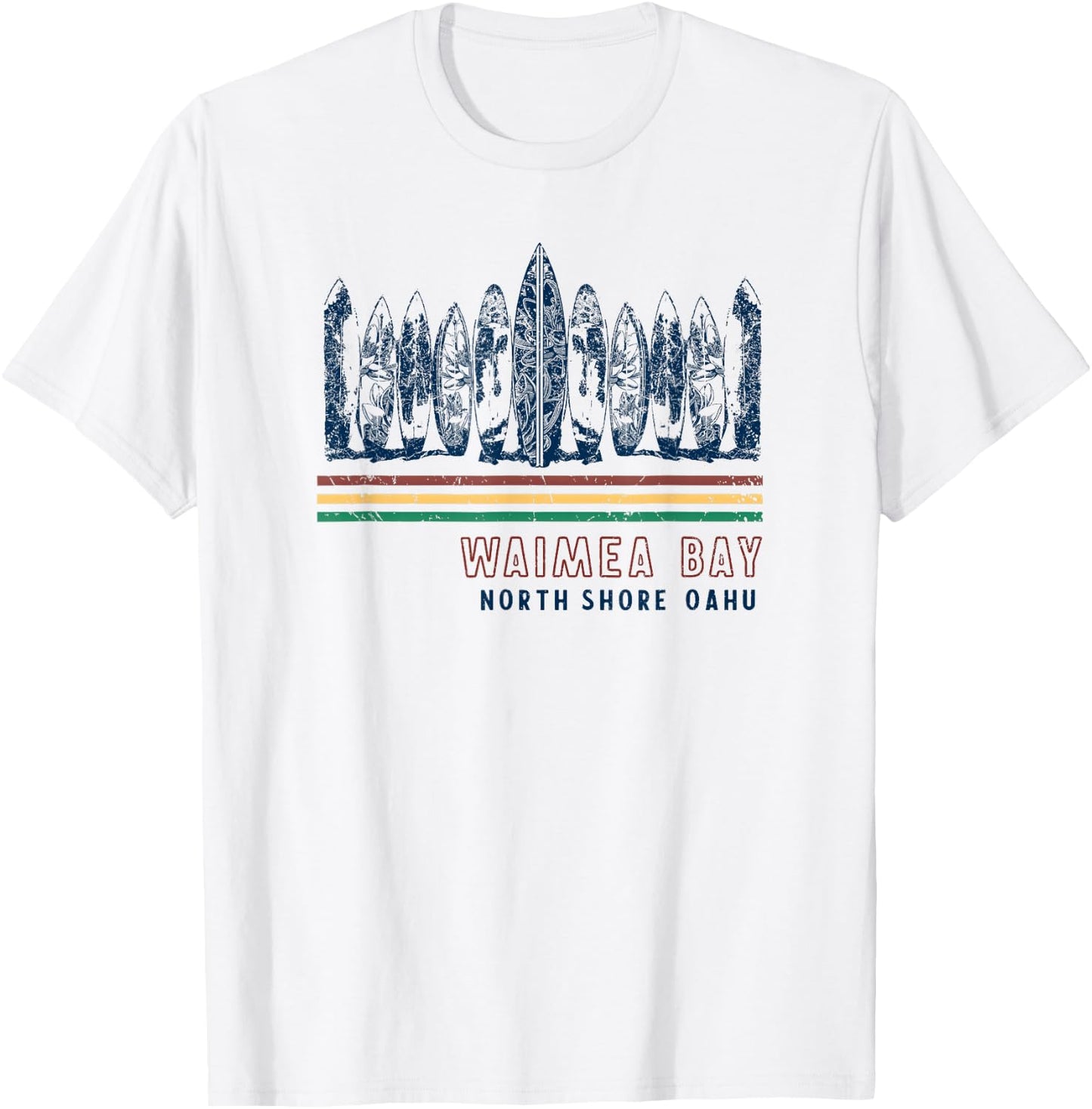 Hawaii North Shore Oahu Waimea Bay Retro Surfing T-Shirt - T-Shirt | White