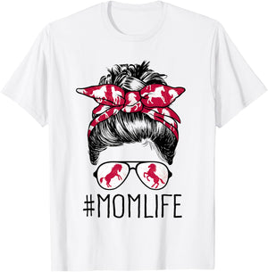 Mom Life Horse Mom Barn Mothers Day 2021 Funny Messy Bun T-Shirt - T-Shirt | White