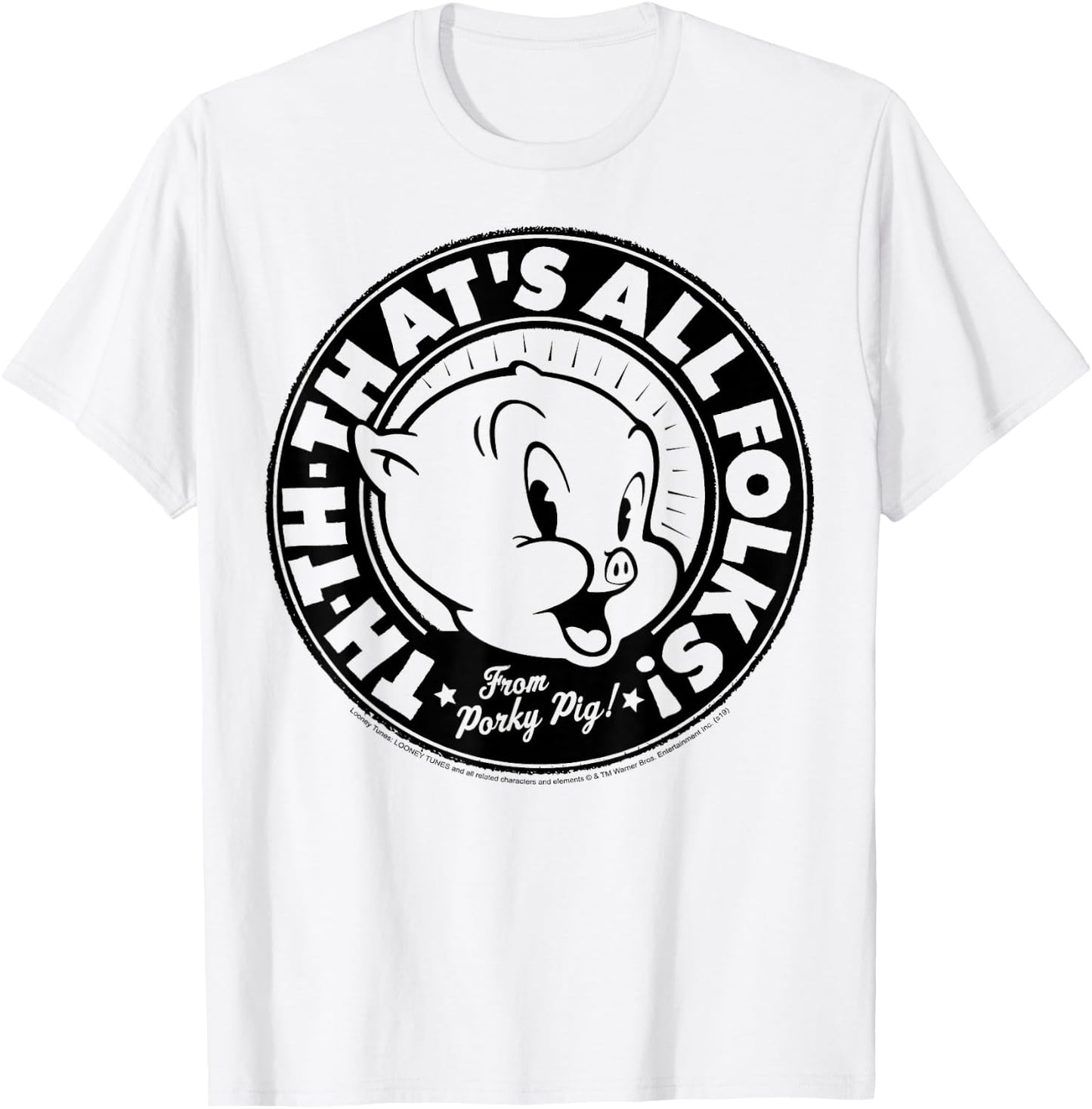 Looney Tunes Porky Pig Th-Th-That's All Folks T-Shirt - T-Shirt | White