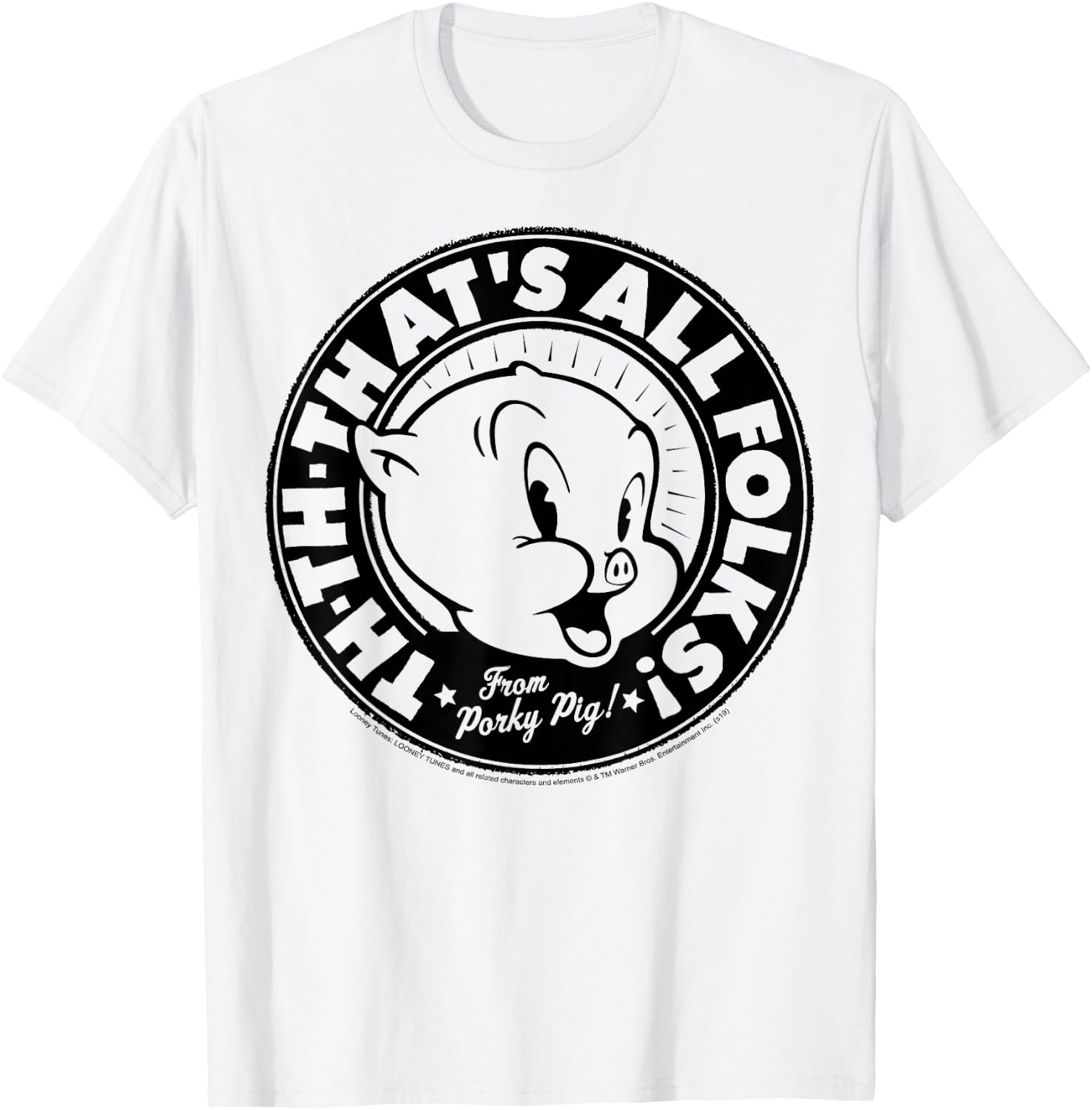Looney Tunes Porky Pig Th-Th-That's All Folks T-Shirt - T-Shirt | White