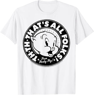 Looney Tunes Porky Pig Th-Th-That's All Folks T-Shirt - T-Shirt | White