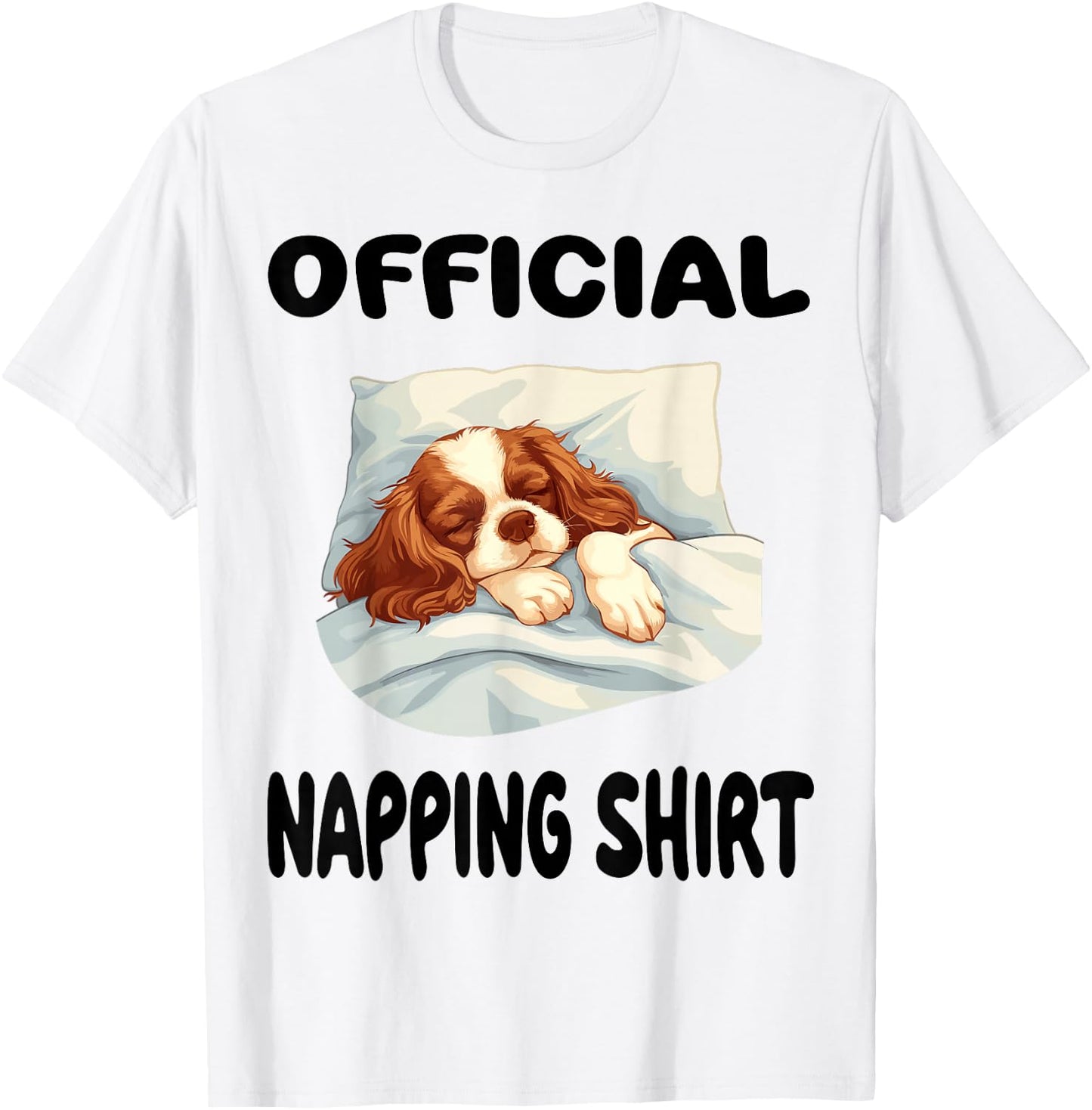 Cavalier King Charles Spaniel Dog Pajamas Official Napping T-Shirt - T-Shirt | White