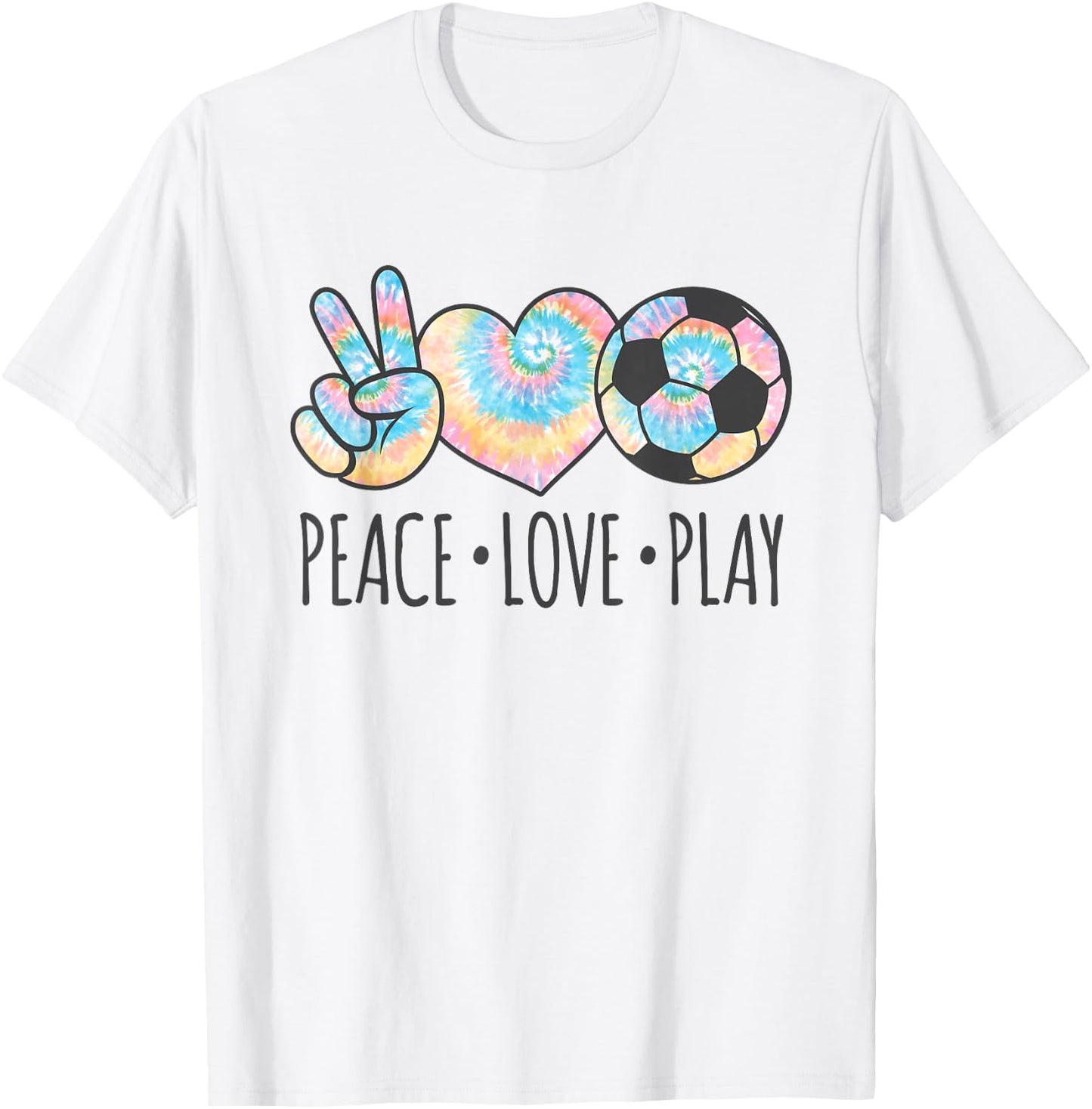 Tie Dye Soccer for Teen Girls | Peace Love Play T-Shirt - T-Shirt | White