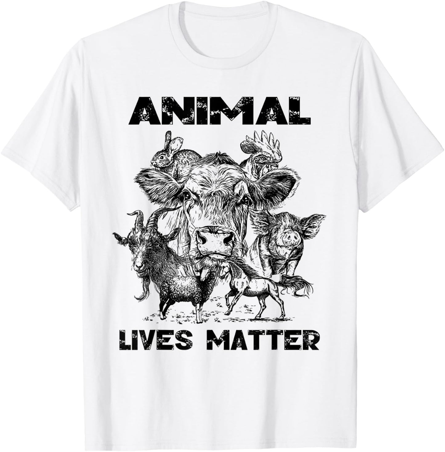 Animal Lives Matter Vegan Gift T-Shirt - T-Shirt | White