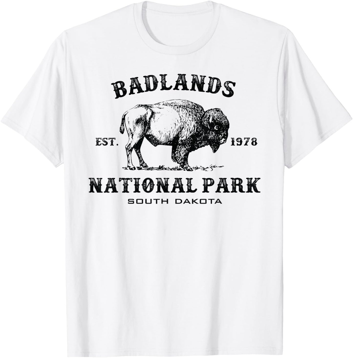 Badlands National Park South Dakota American Bison Souvenir T-Shirt - T-Shirt | White