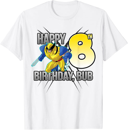 Marvel X-Men Wolverine Happy 8th Birthday Bub T-Shirt - T-Shirt | White