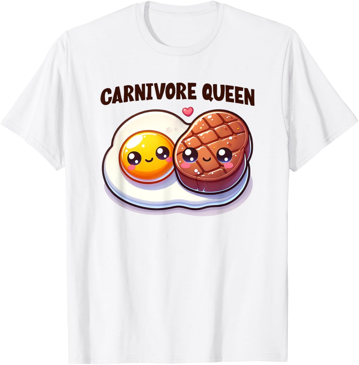 Carnivore Queen Keto Diet Cute Steak Egg Gym Fitness Workout T-Shirt - T-Shirt | White