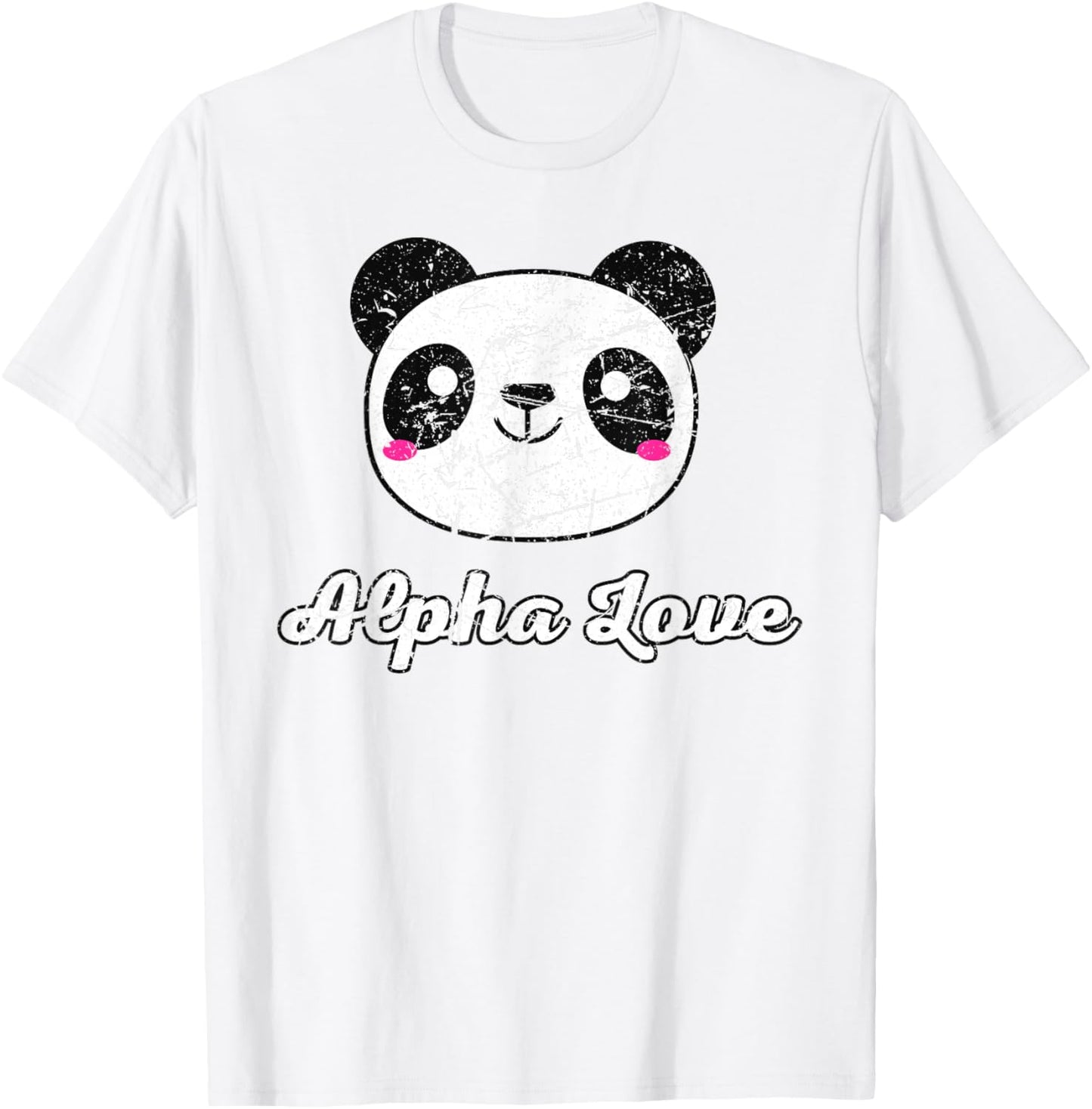 Alpha Love AOII Panda Bear Cute Kawaii O Pi Distressed T-Shirt - T-Shirt | White