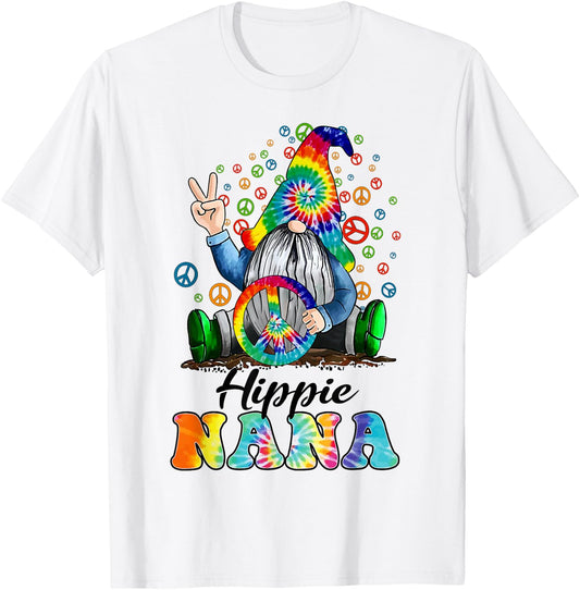 Hippie Nana Gnome Colorful Gnome Mother's Day Gift T-Shirt - T-Shirt | White