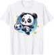 Panda Soccer Player Kicking Soccer Ball Cute Girls Graphic T-Shirt - T-Shirt | White