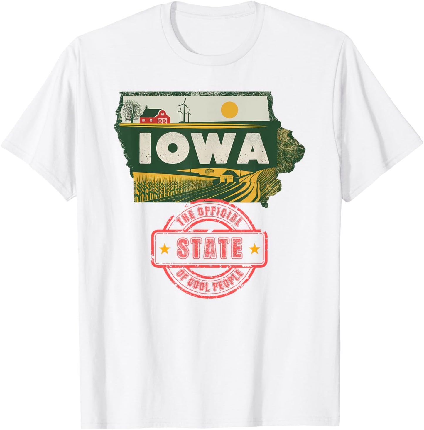 Iowa Map The Official State Of Cool People Local Roots T-Shirt - T-Shirt | White