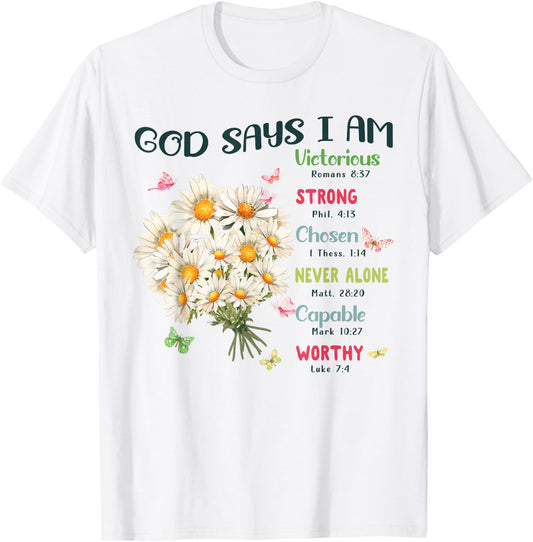God Says I Am Bible Verse Cute Christian Jesus Kid Teen Girl T-Shirt - T-Shirt | White
