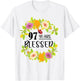 Floral Happy 97th Birthday 97 Years Blessed T-Shirt - T-Shirt | White