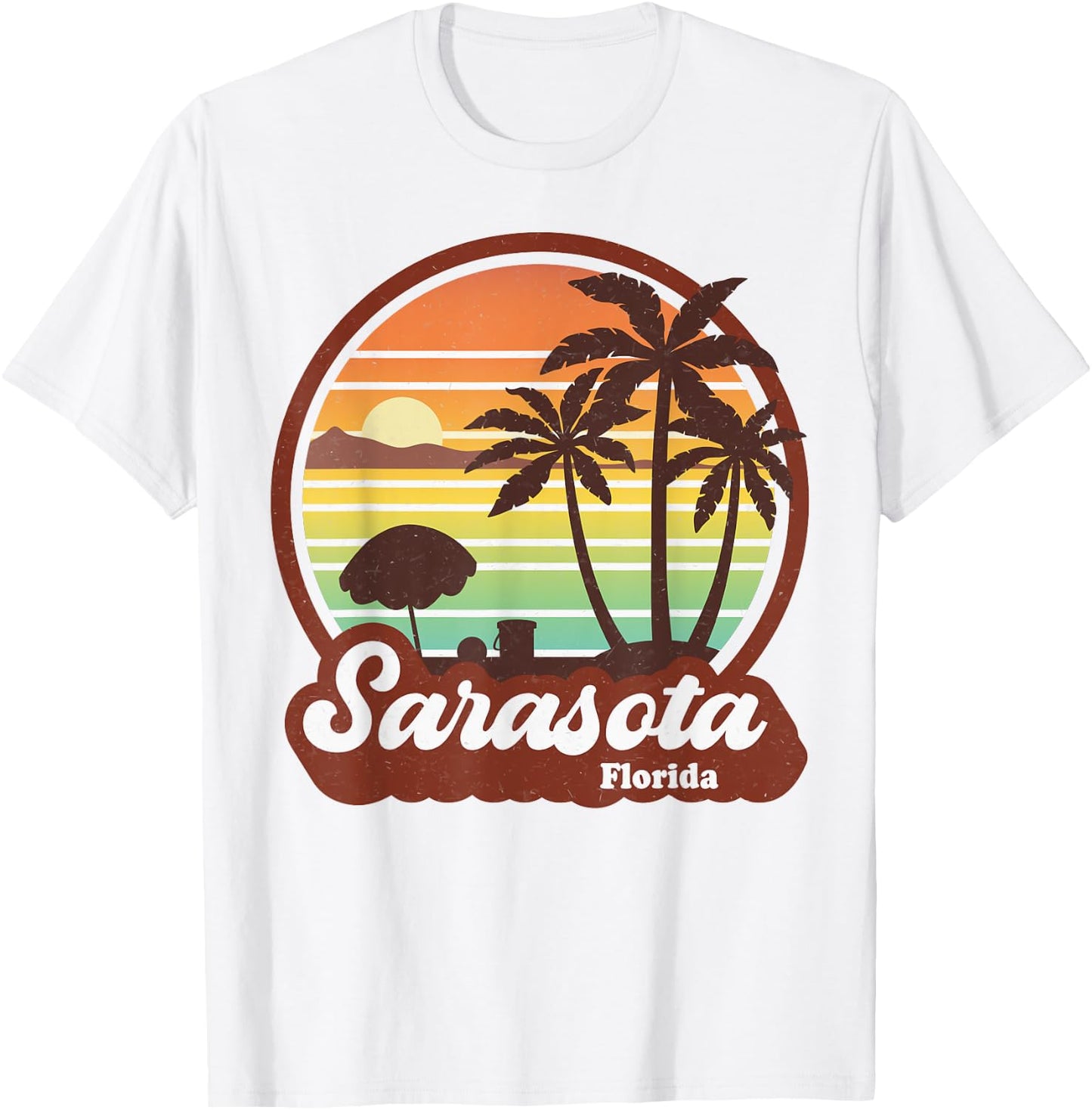 Sarasota Florida Beach Vintage Retro 80s Summer Vacation Women Girls Kids T-Shirt - T-Shirt | White