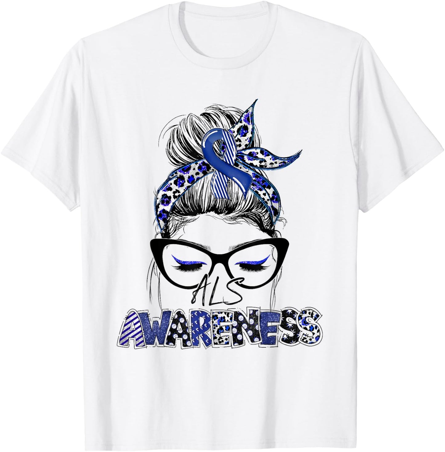 Classy Leopard Pattern ALS Awareness T-Shirt - T-Shirt | White