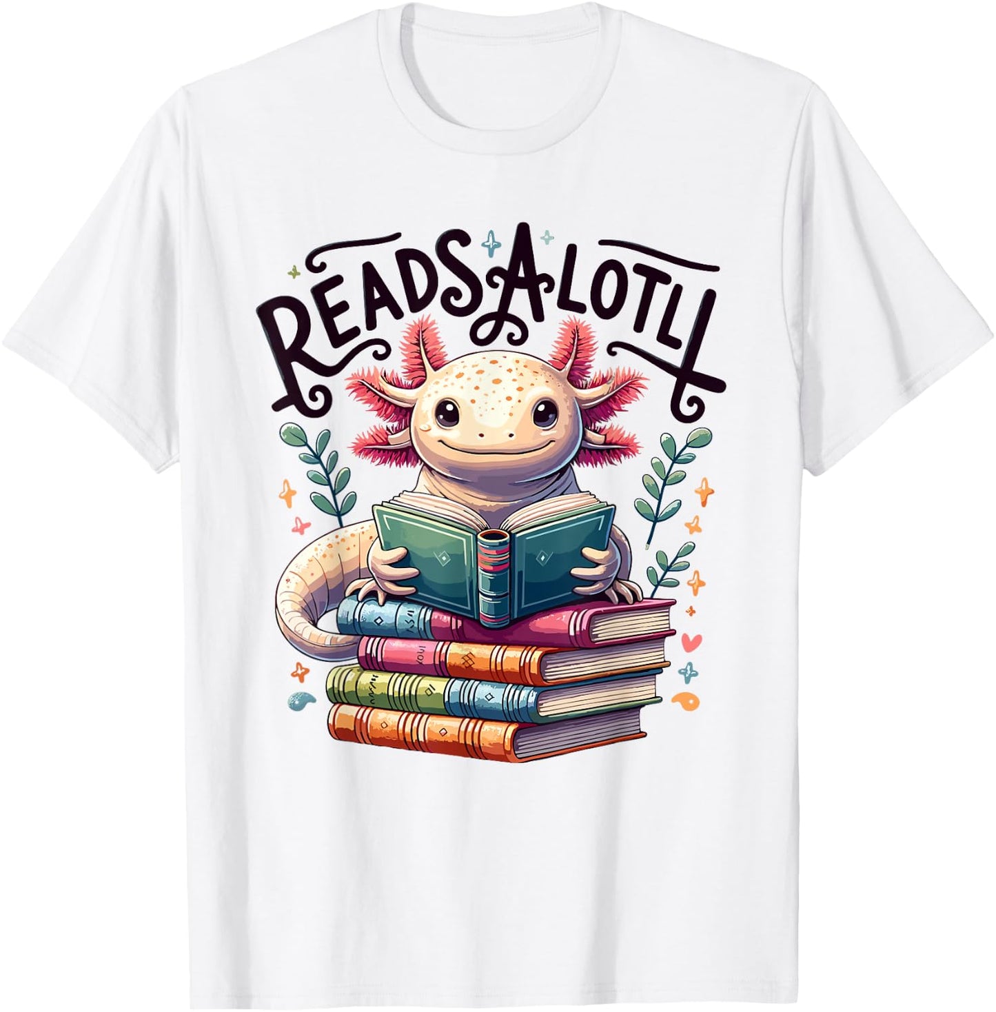 Axolotl Books Readsalotl Reading Bookworm Boys Girls Kids T-Shirt - T-Shirt | White